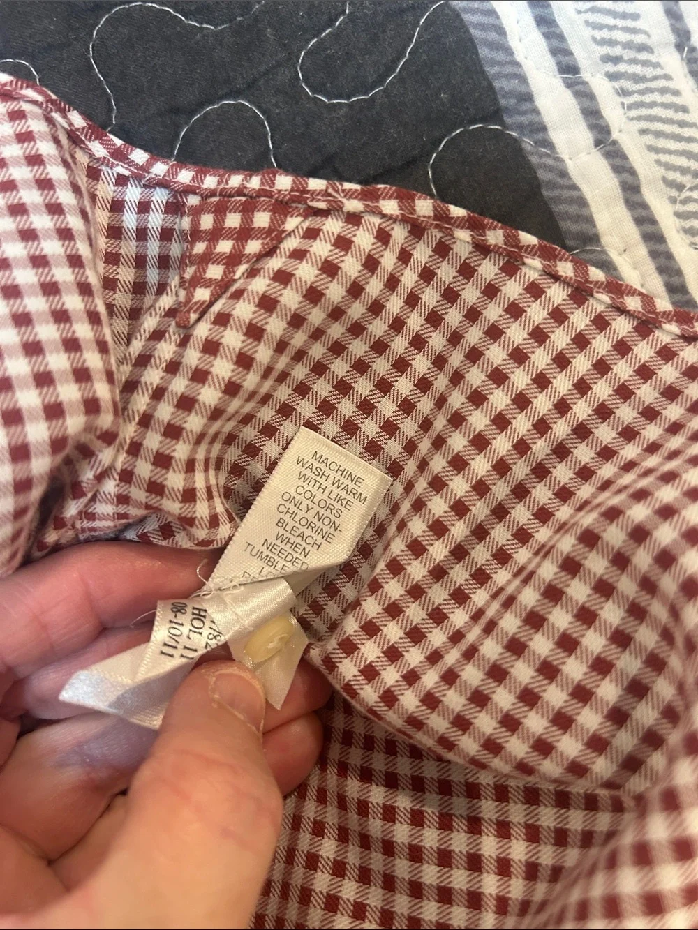 Banana Republic Red and White Check Button-Down Shirt